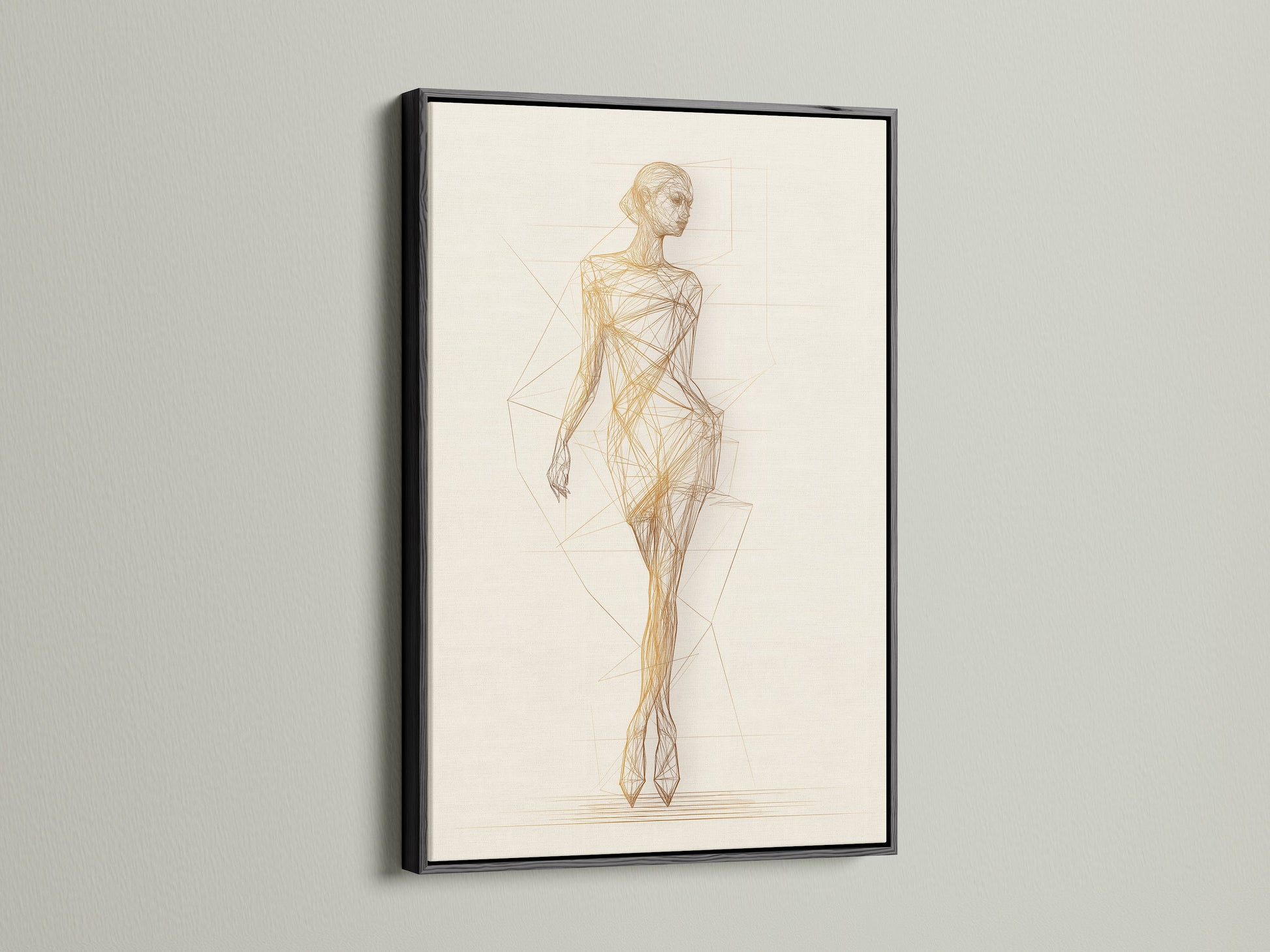 Ballet Dancer Art Print featuring a black frame on a white wall. This line drawing art is a modern touch to any space. It is a minimalist dance canvas print that elevates contemporary wall decor. Suitable for various settings including living rooms and offices.