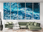 Captivating overhead view of turquoise swells presented as an invigorating wall art piece, transformed into a high-quality canvas print for marine-inspired painting enthusiasts.
