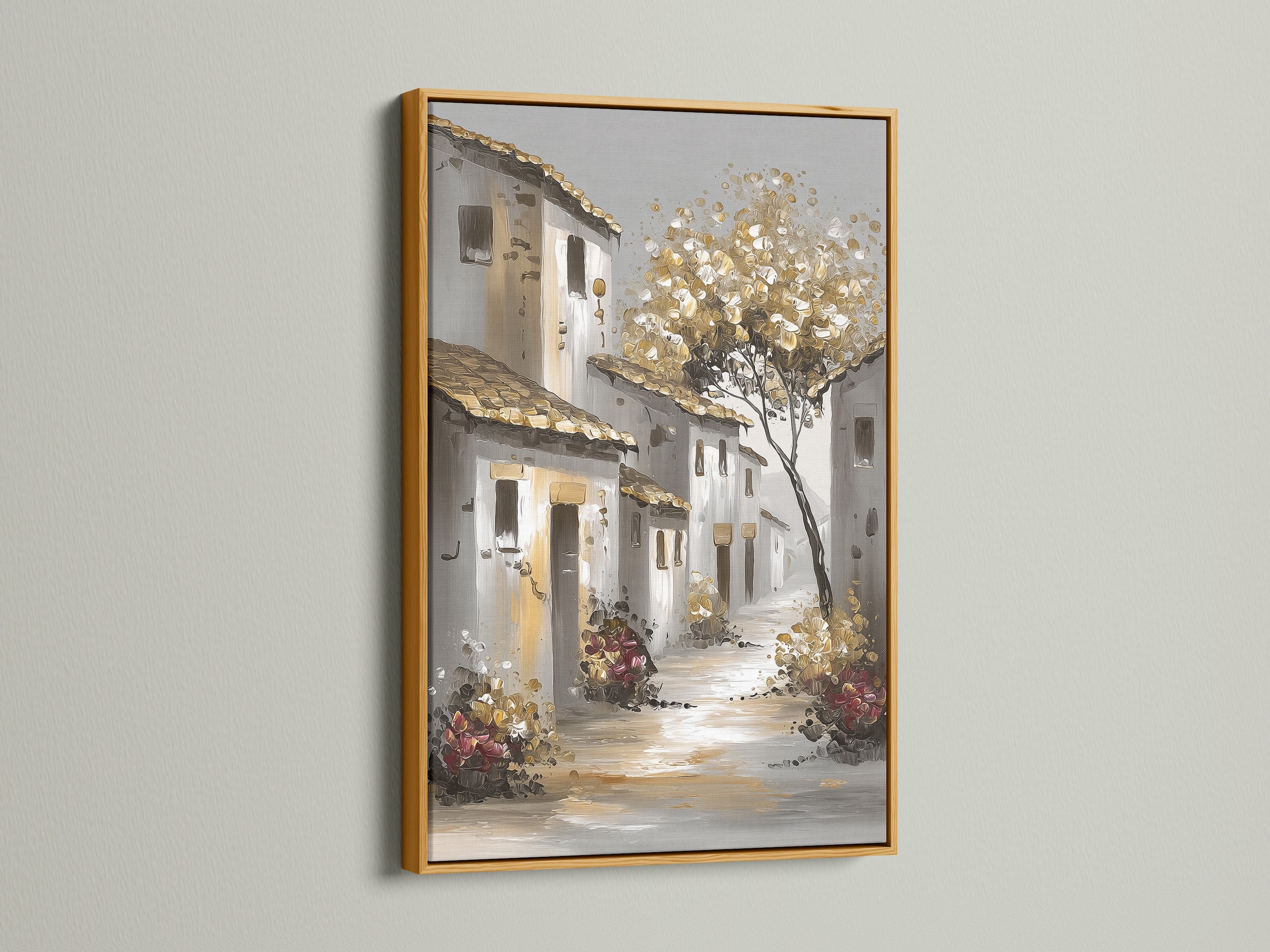 Artwork with a gold frame brings elegance. The gold frame adds a touch of luxury. This enhances the artwork's visual appeal. The gold frame creates a sophisticated look. This is perfect for adding glamour to your artwork.
