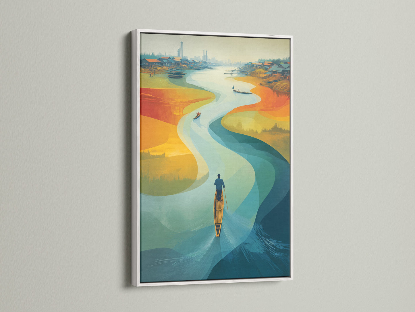 See artwork with a white frame. This creates a clean and modern look. The art is displayed in a well-lit space. It brightens up the room. A white frame enhances any artwork. Find the perfect white frame for your space.