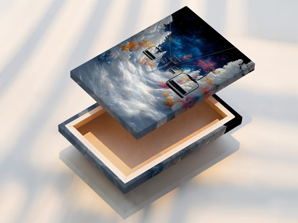 Admire the beauty of this stretched canvas print. The ski lift art comes to life with vibrant colors and crisp detail. Perfect for adding a touch of winter magic to your walls. It brings a cozy cabin vibe to any room.