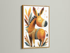 A donkey artwork is displayed in a luxurious gold frame. The gold frame adds an elegant touch to the artwork. Gold frames create a rich and opulent display. This framed animal artwork is a stunning addition to your collection. Buy today.