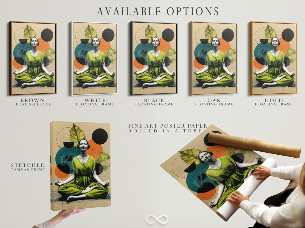 Explore available options for meditation artwork. Stretched canvas prints fine art poster paper and floating frames are available. Customize your zen yoga canvas print to match your style. Find the perfect piece for your space.