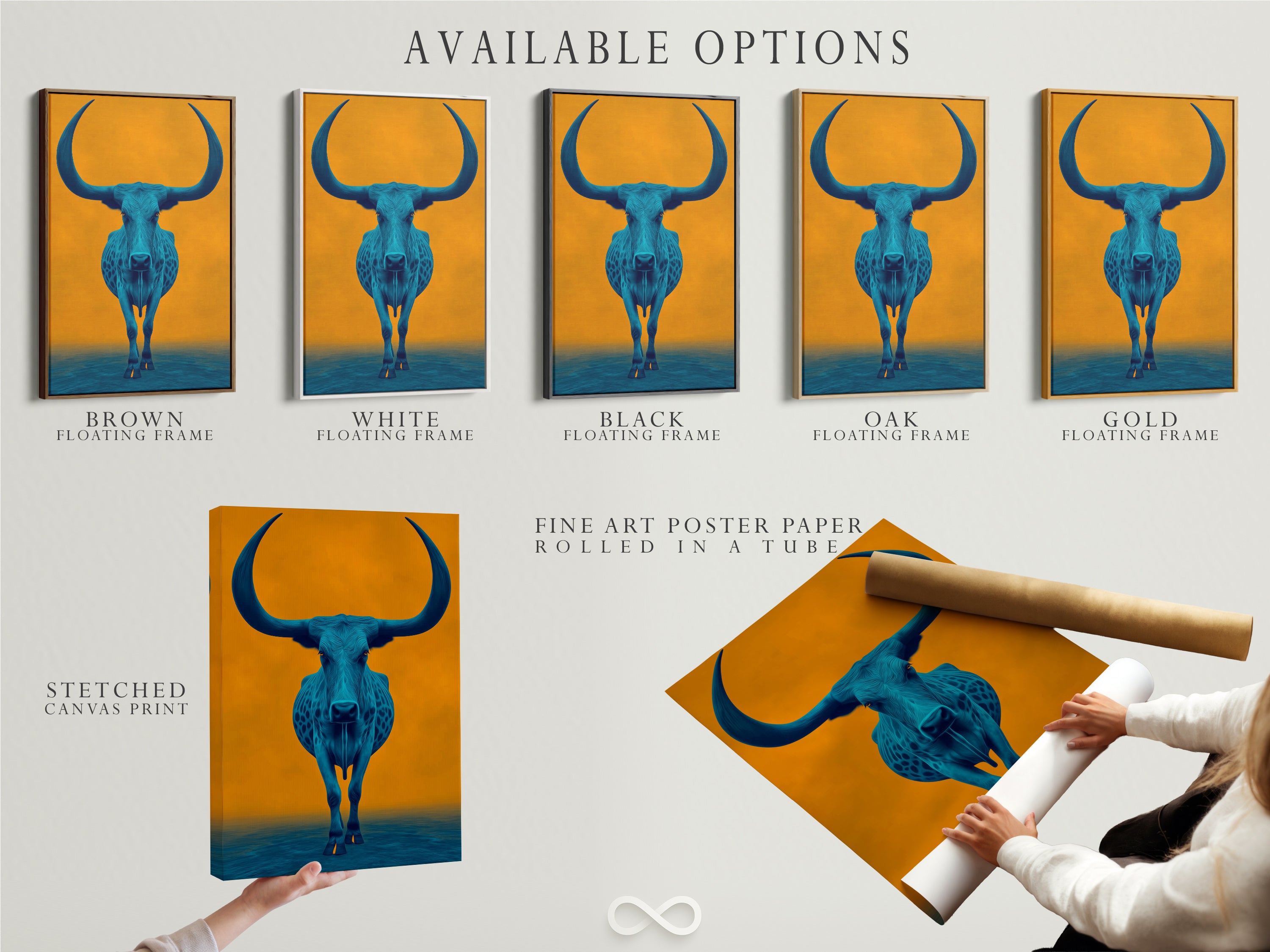 Teal Longhorn - print options