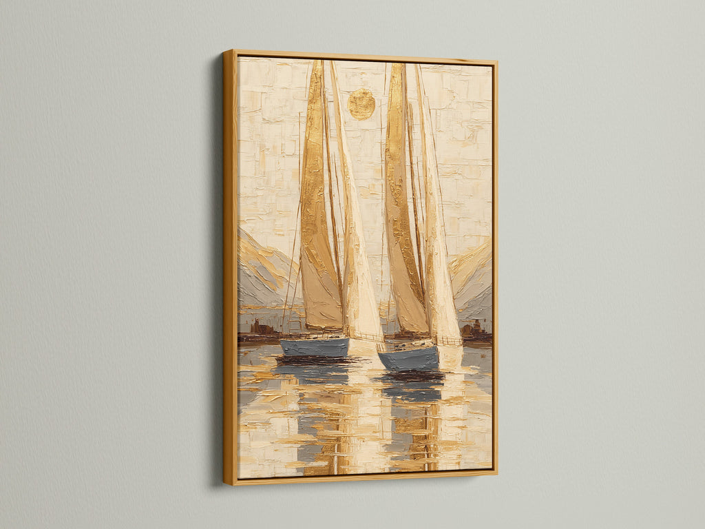 Sailboat Sunset Painting - Nautical Wall Art, Ocean Seascape Canvas Print, Coastal Home Decor, Maritime Art, Boat Artwork