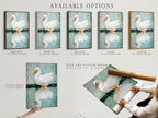 Explore available options for your Egret artwork. Choose from stretched canvas prints fine art poster paper or floating frames. This coastal bird wall art is customizable. The teal and white artwork suits any style. Find the perfect heron print for your home. Elevate your space with this versatile nature artwork.
