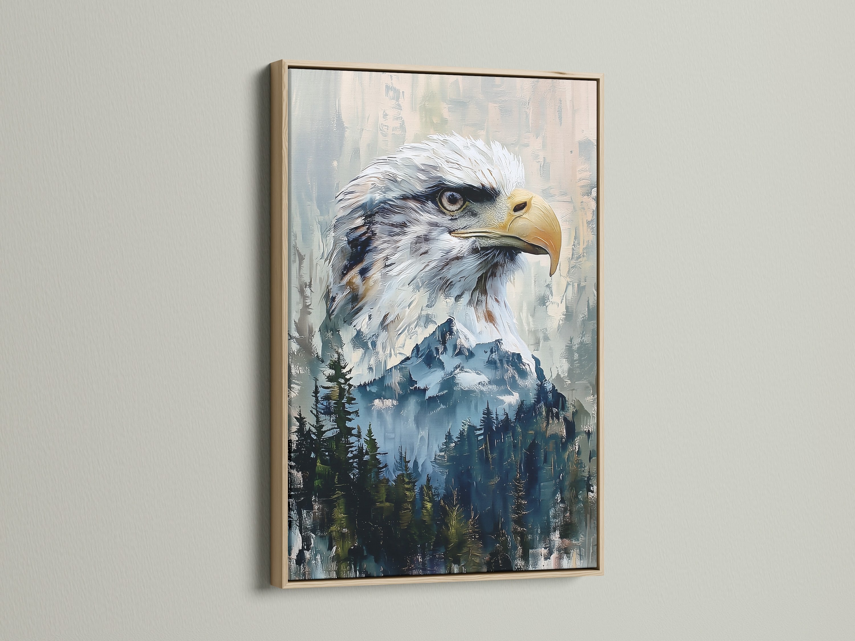 This artwork is displayed in an oak frame. The natural wood adds warmth to the piece. Oak frames offer a classic touch. Enhance your art with our oak frame selection.