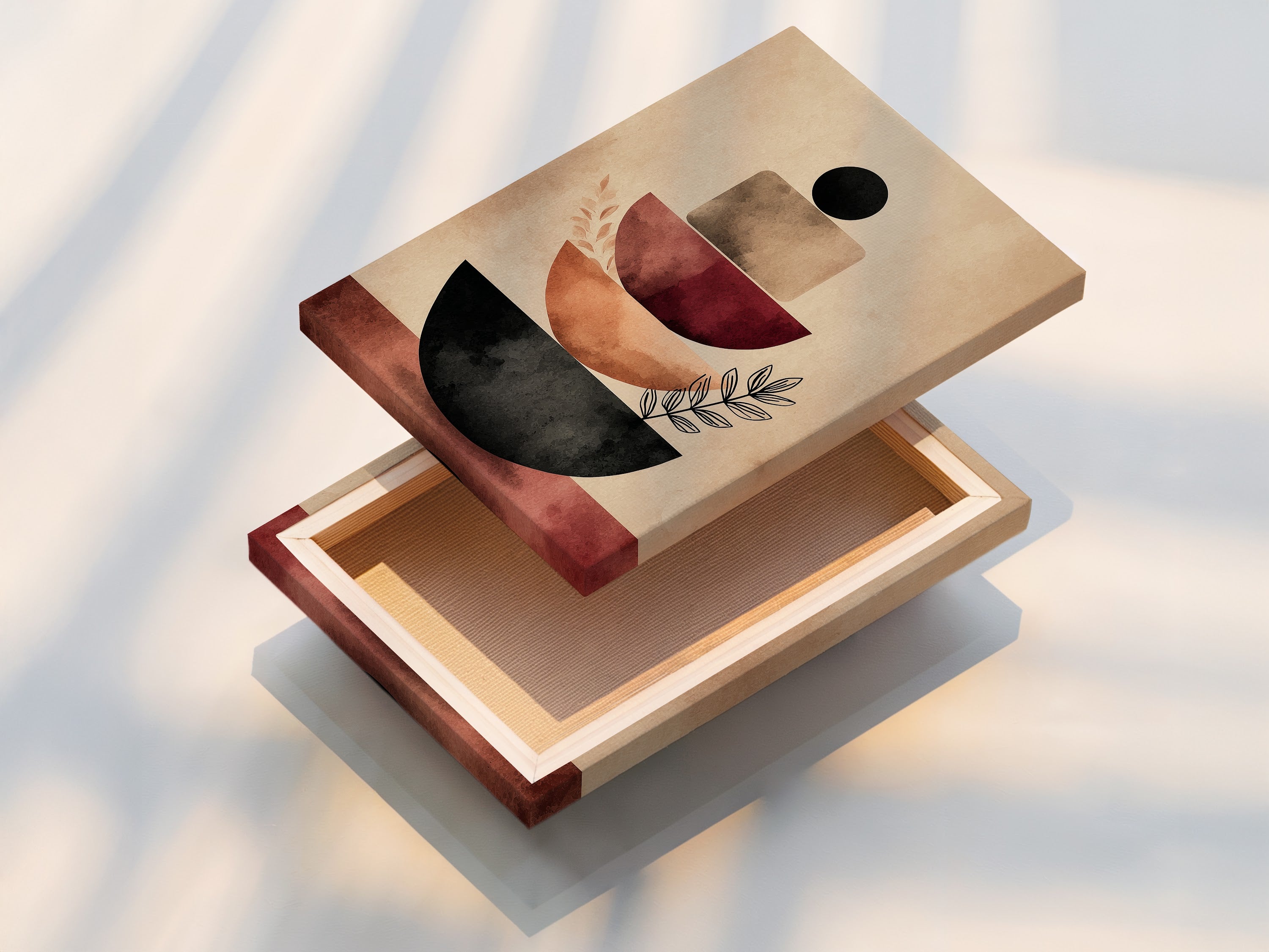 Stretched canvas print showcasing Abstract Shapes Canvas Print. The artwork is ready to hang. Geometric artwork for minimalist home decor. A modern touch for any wall. Transform your space today.