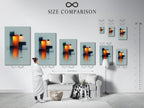 Here's a size comparison chart in an interior setting. It helps you visualize artwork sizes in your space. Choose the perfect size for your art. Transform your home with the right art dimensions. Find the perfect fit.