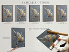 These available options include a stretched canvas print. Fine art poster paper and a floating frame are also available. Choose the perfect format for your golden bull artwork. This modern art print will elevate any space. The abstract animal adds a touch of sophistication. Perfect for study rooms and offices.