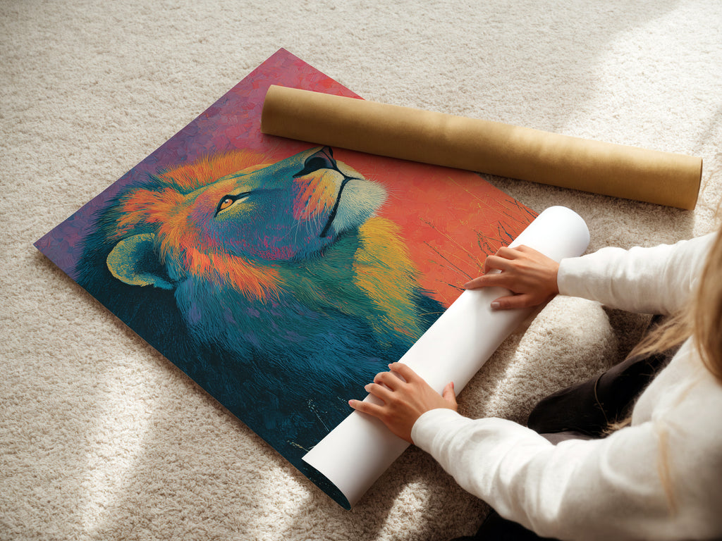 A woman is carefully rolling a fine art poster paper. The poster paper is handled with care. It preserves the artwork's quality. This ensures a smooth presentation. Learn about our fine art poster paper options.