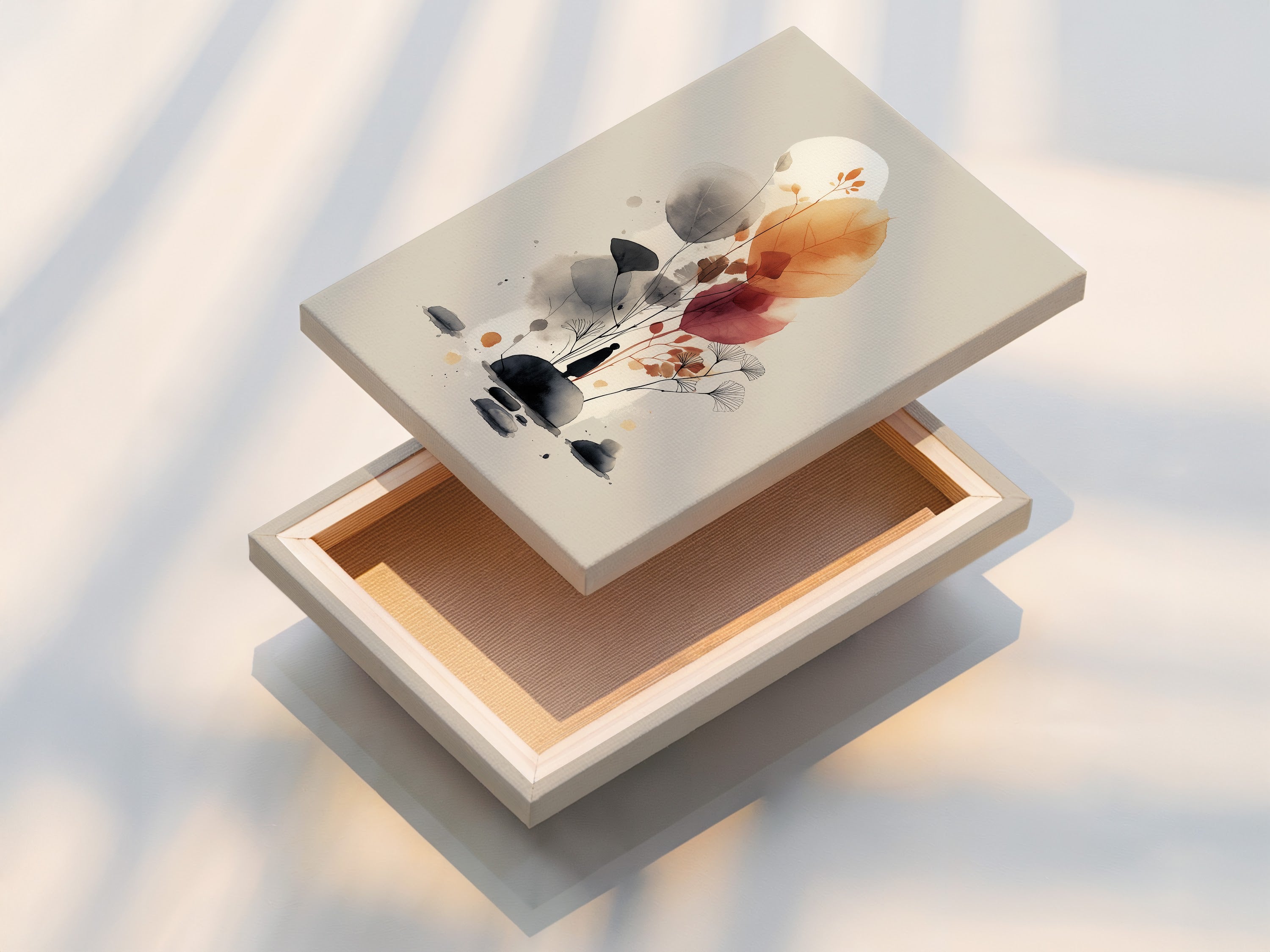 Abstract Botanical Wall Art - Watercolor Floral Print, Modern Minimalist Home Decor, Nature Inspired Artwork, Framed Canvas