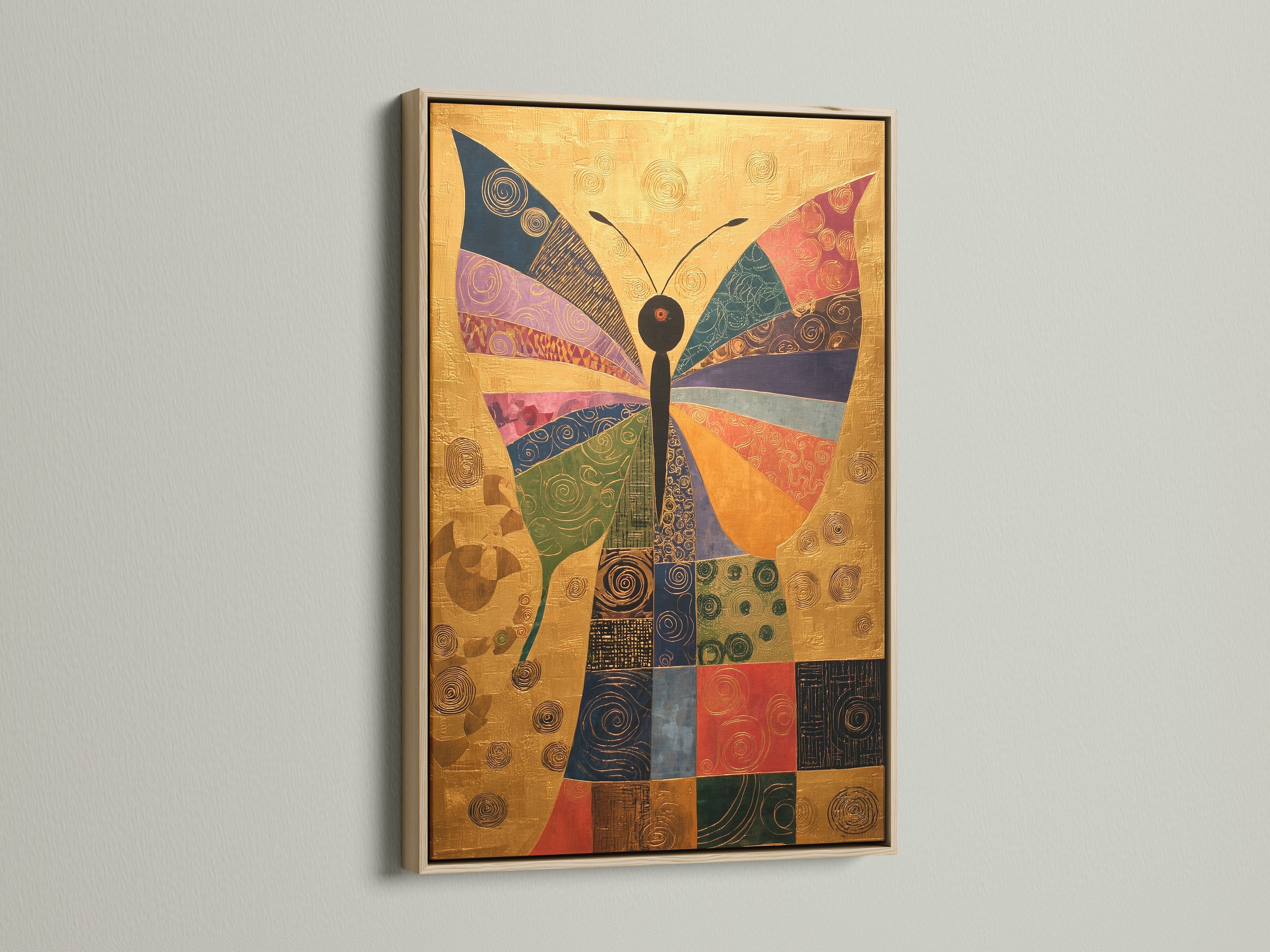 Artwork is elegantly framed in oak. The oak frame enhances the piece's natural beauty. It adds a touch of warmth to any room. The frame complements the artwork beautifully.