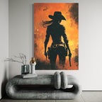 Cowgirl Wall Art - Western Wall Decor, Wild West Artwork, Large Western Themed Canvas Print, Rustic Cowgirl Canvas Art, Rodeo Art Gift