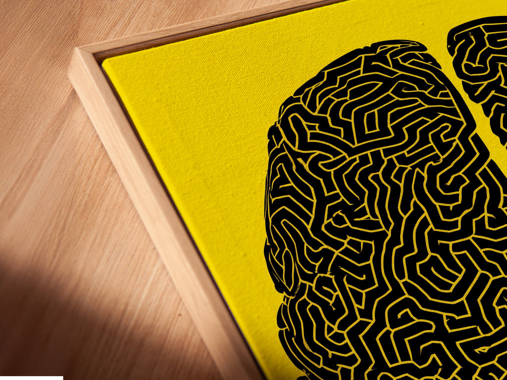 Angled close up shows canvas print in floating frame. The canvas appears to hover within the frame. This style adds depth and dimension. See how the art stands out elegantly. A floating frame offers a modern display.