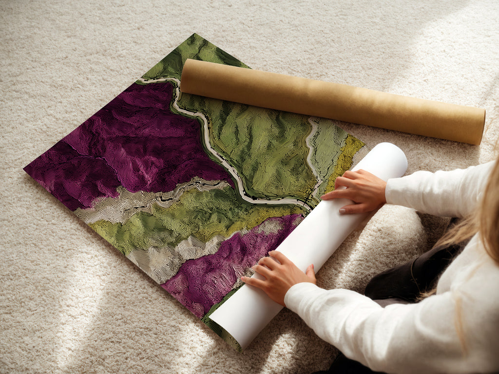 A woman is carefully rolling a fine art poster paper. The paper is a high-quality material. It is designed for printing detailed artwork. The process ensures the artwork remains pristine. The poster paper is perfect for art enthusiasts. The quality ensures long-lasting beauty.