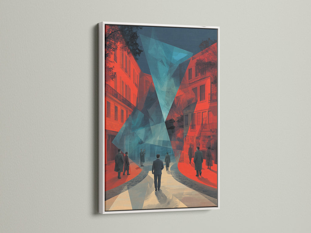 This image showcases an artwork in a sleek white frame. White frames offer a clean and modern look. It allows the artwork to stand out. Ideal for contemporary interiors. Discover the beauty of framed artwork.