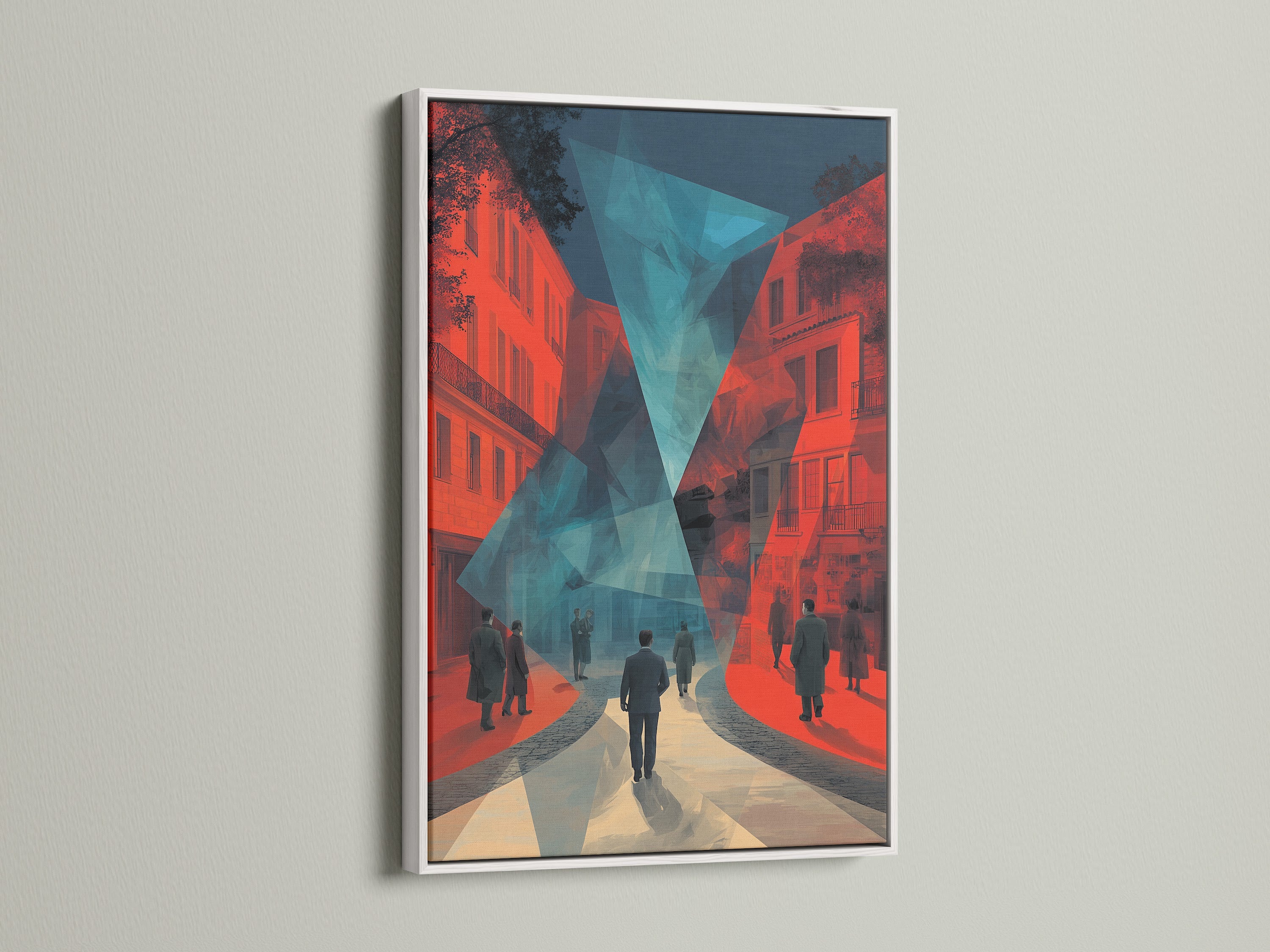 This image showcases an artwork in a sleek white frame. White frames offer a clean and modern look. It allows the artwork to stand out. Ideal for contemporary interiors. Discover the beauty of framed artwork.