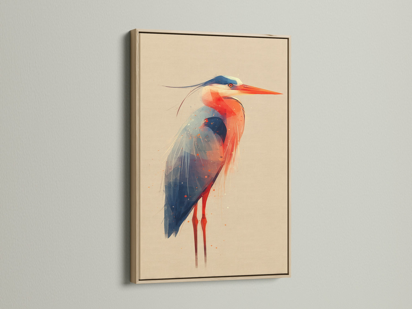 This oak frame beautifully complements the heron artwork. The bird canvas print gets a natural touch with this frame. Perfect for homeowners seeking coastal wall art. This frame enhances any modern nature art. It is ideal for minimalist or Scandinavian styles.