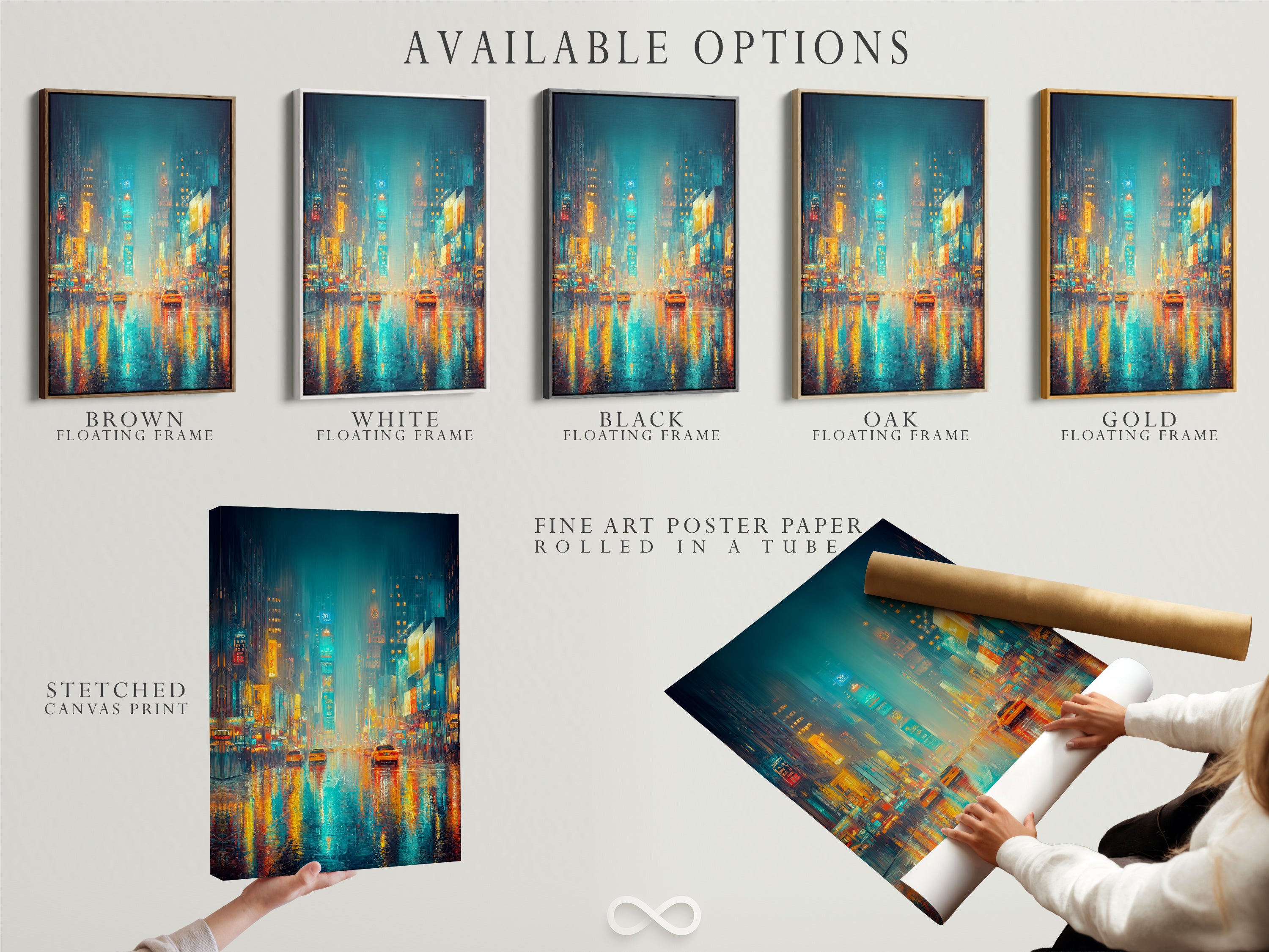 Available options include a stretched canvas print fine art poster paper and floating frame. Cityscape Canvas Art. Rain Reflections Wall Decor. Urban Night Scene Print is great for studios lobbies and cafes.