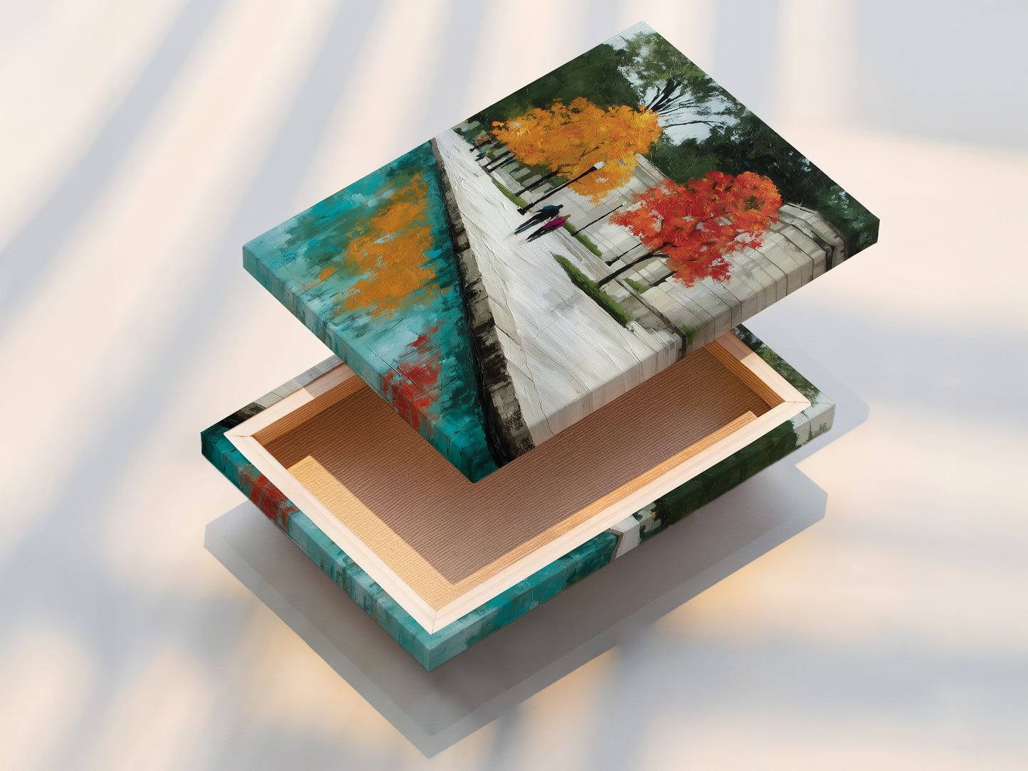 A stretched canvas print is displayed. The stretched canvas provides a ready to hang artwork. It offers a clean and professional finish. The canvas enhances the colors and textures. Ideal for modern and contemporary spaces. Transform your space with beautiful artwork.