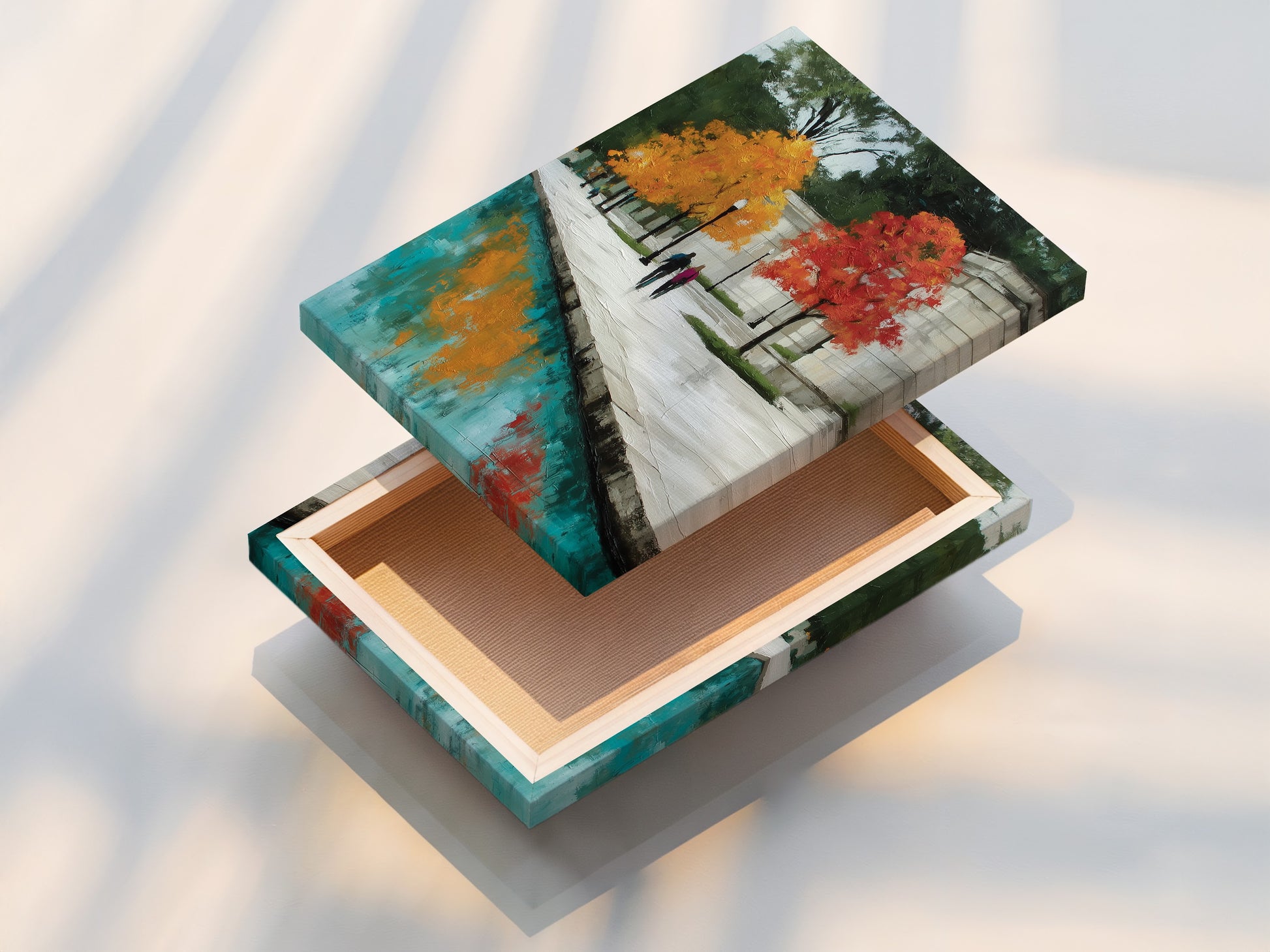 A stretched canvas print is displayed. The stretched canvas provides a ready to hang artwork. It offers a clean and professional finish. The canvas enhances the colors and textures. Ideal for modern and contemporary spaces. Transform your space with beautiful artwork.