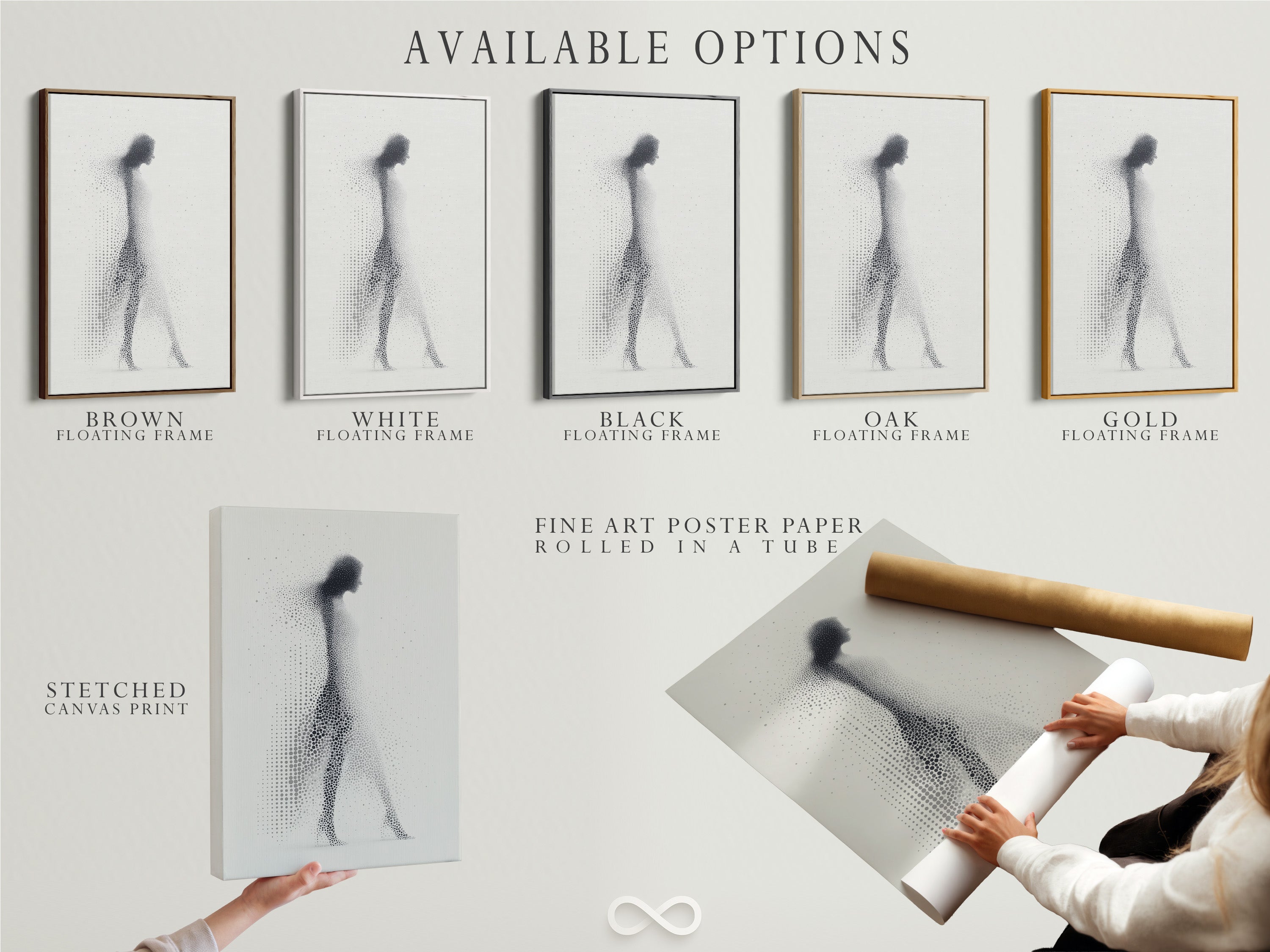 Explore available art display options. Options include stretched canvas print. Fine art poster paper is available. Consider a floating frame. Choose the best option for your artwork. Customize your art to fit your style.