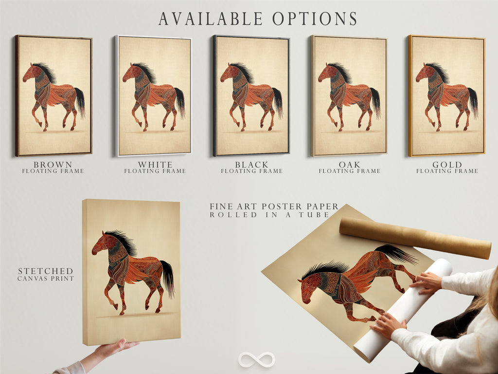 Available options are displayed. Options include a stretched canvas print. Fine art poster paper is also available. Consider a floating frame for a unique look. Explore our diverse art display options.