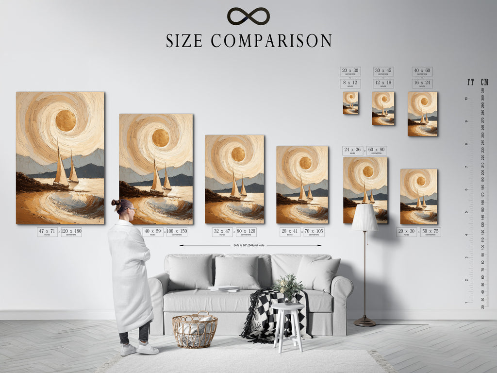 Coastal Sailboat Art Print - Nautical Beach Painting, Ocean Wave Landscape, Seascape Wall Decor, Maritime Home Art, Sailing Boats