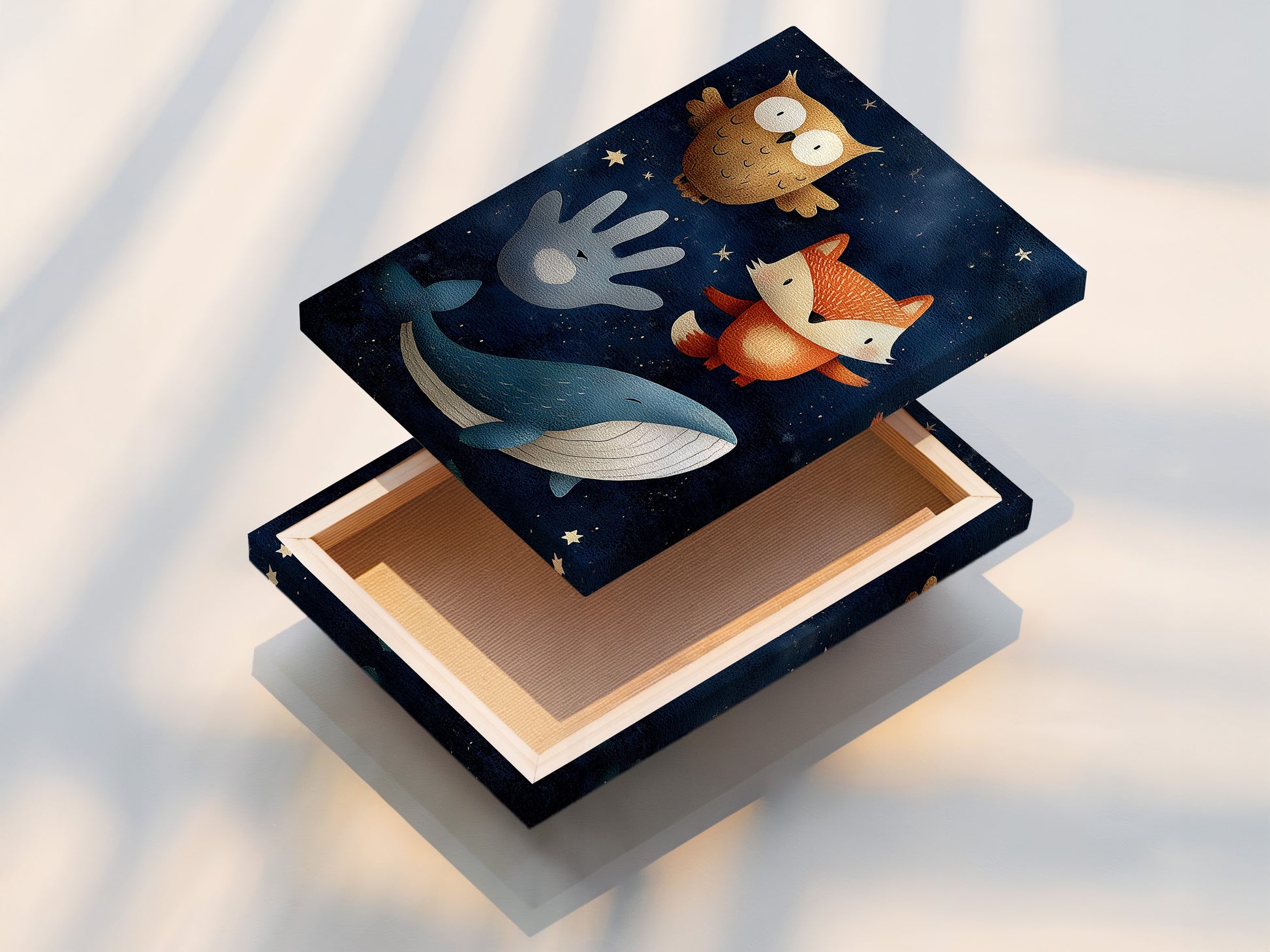 A stretched canvas print displayed on a wall. The canvas is tightly stretched over a wooden frame. This provides a gallery-ready look. Transform your artwork into a beautiful stretched canvas print.