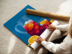 Woman carefully rolling a fine art poster paper. The paper showcases vibrant artwork. Fine art poster paper ensures high-quality prints. This is ideal for detailed artwork. It preserves the art's colors and details.