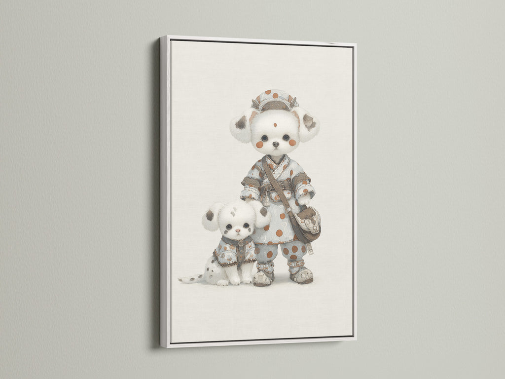 Charming Panda art print in a white frame. This kawaii animal wall art is ideal for nursery decor. The white frame adds a clean touch to the cute animal print. Enhance your baby room with this framed artwork. Perfect for modern minimalist styles.