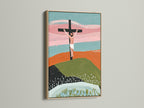 Abstract art print of Jesus Christ on the cross in an oak frame. The oak frame has a natural wood grain. This frame adds warmth and texture to your artwork. The oak frame enhances the visual appeal of your artwork.