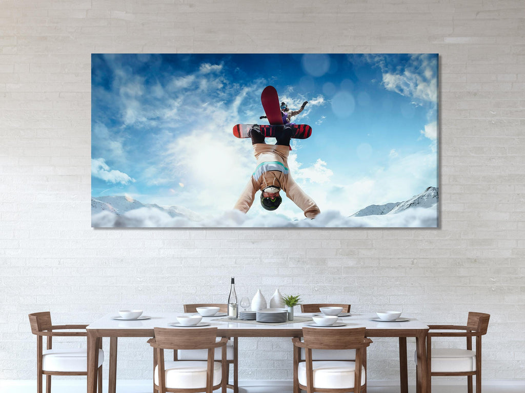 Snowboarder Canvas Print, Extreme Sports Wall Art, Large Winter Adventure Decor, Snowboarding Trick Artwork, XXL Mountain Sports Canvas Art