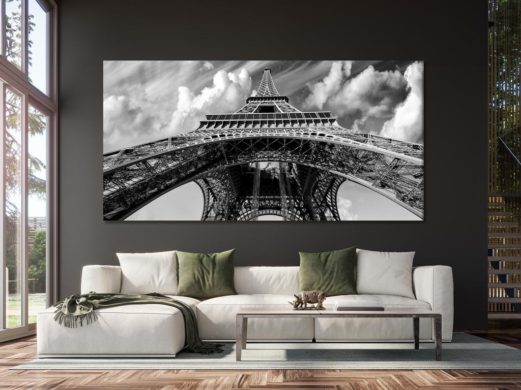 Eiffel Tower Wall Art - Large Paris Canvas Print, Modern Paris Wall Decor, Oversized Eiffel Tower Print, B&W Eiffel Tower Artwork on Canvas