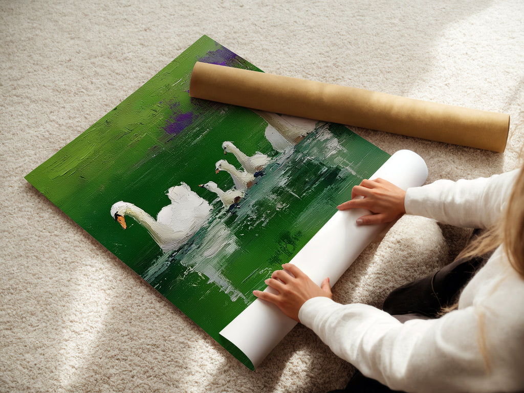 A woman is carefully rolling a fine art poster paper. The paper is smooth and high-quality. She is preparing it for framing or display. This highlights the care and attention to detail. It ensures the artwork is presented perfectly.