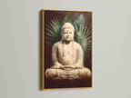 Experience vintage Buddha artwork in a gold frame. The spiritual print brings elegance to any space. The gold frame enhances zen decor. This buddha art is perfect for meditation spaces and yoga studios. A luxurious addition to your home.