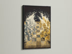Add depth and sophistication with this chess game canvas print. The black frame creates a striking contrast. It highlights the abstract details of the artwork. A perfect choice for business owners looking for impactful boardroom decor.