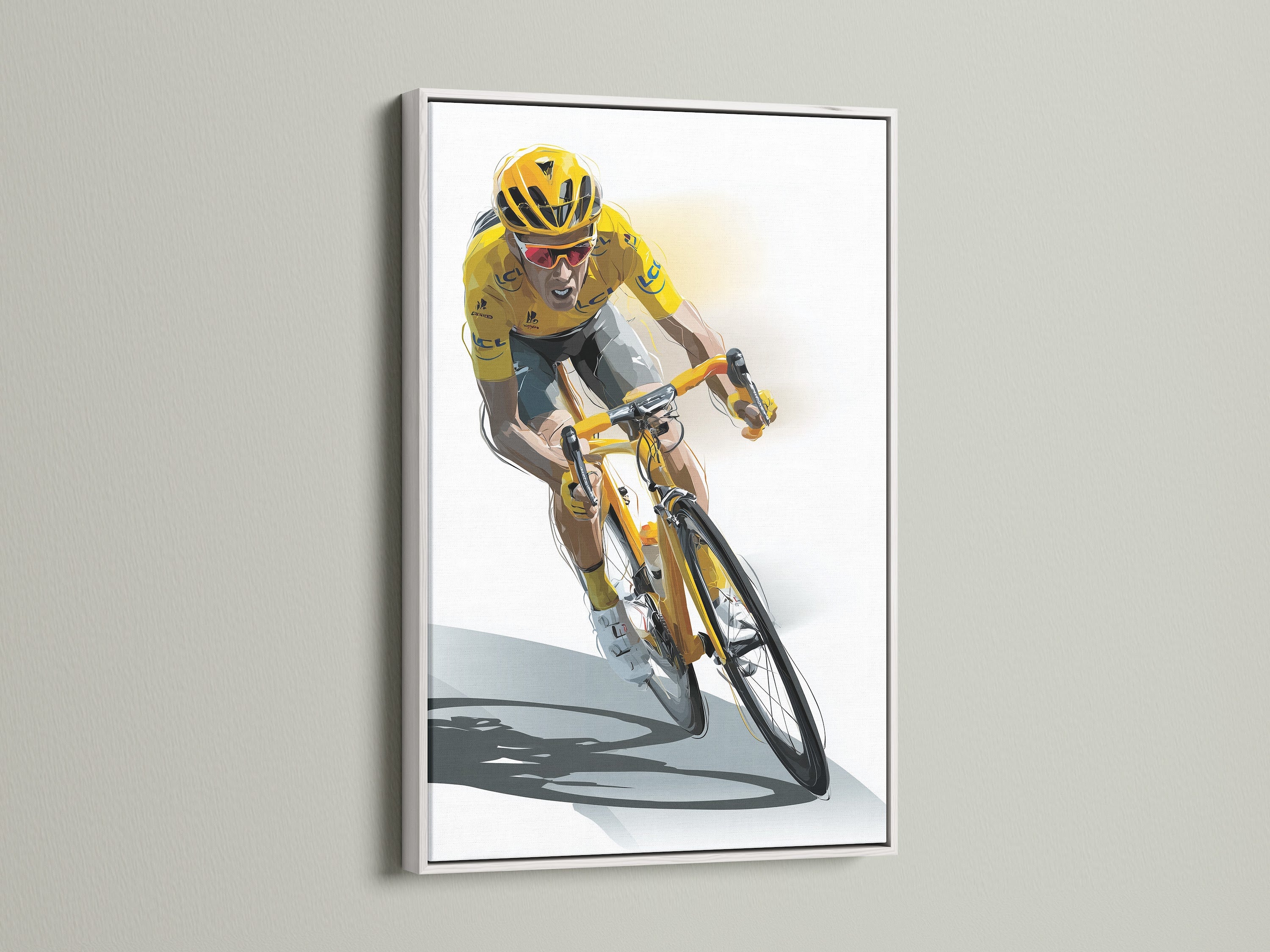 Artwork showcased in a white frame. The white frame offers a clean modern look. It makes the colors pop. See how a white frame can brighten your artwork. Find the perfect frame to match your style.