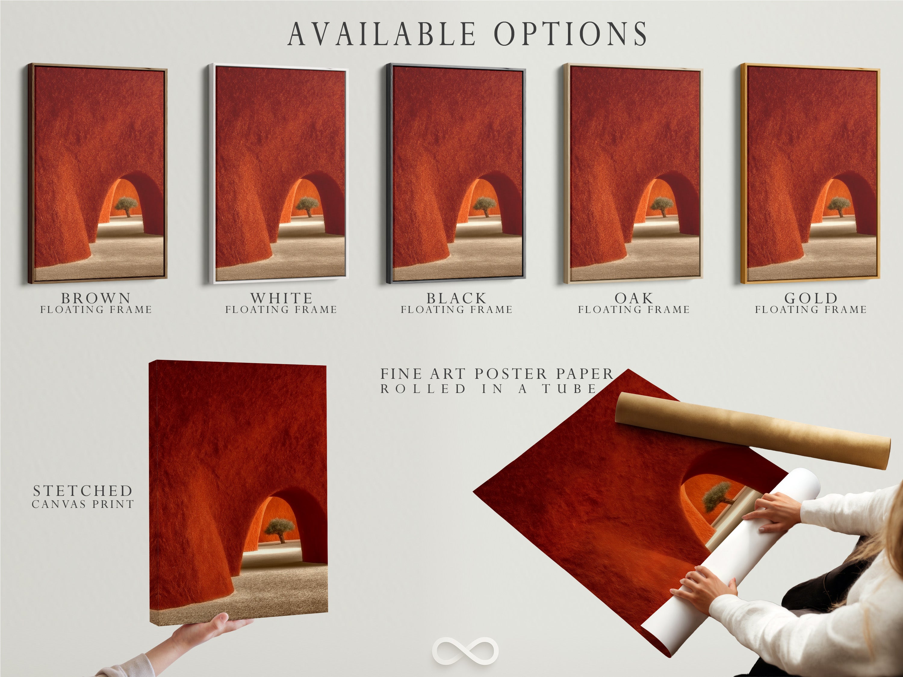 Available options for desert architecture artwork. Choose from stretched canvas prints. Fine art poster paper and floating frames are available. Enhance your Southwestern minimalist decor. Perfect for any room.