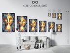 Compare sizes with our chart in an interior setting. Visualize how art will look in your home. Choose the perfect size for your space. Our size comparison chart makes it easy. Find your ideal art piece today.