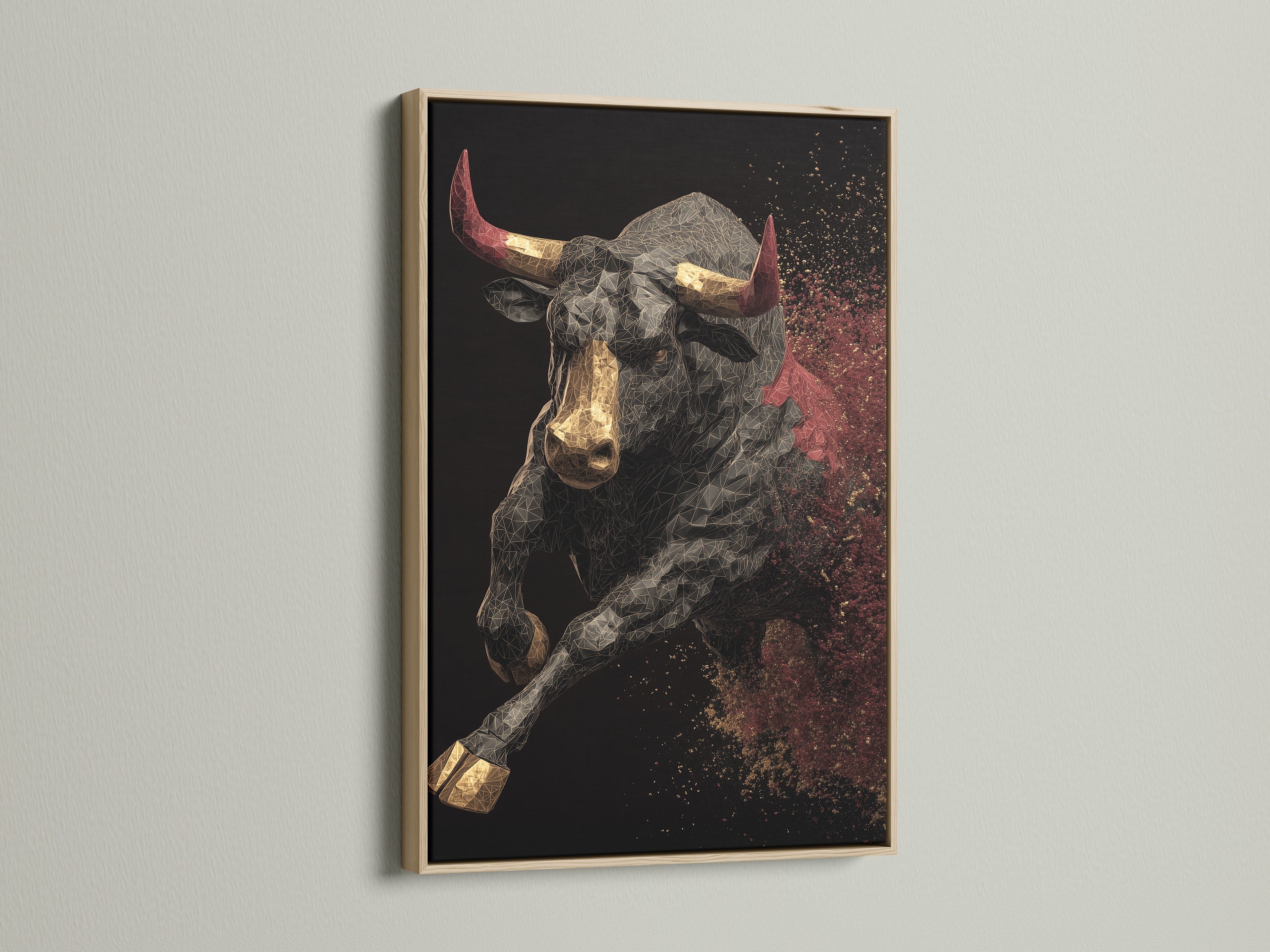 A close-up captures the detail of an oak frame. The artwork is beautifully enhanced by the natural wood grain. This frame adds warmth and character. Perfect for any space.