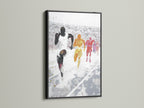 Marathon Runners artwork with a black frame. This sports canvas offers an impactful statement. It fits well with urban art styles. Enhance your training studios or sports bars with this motivational running artwork.