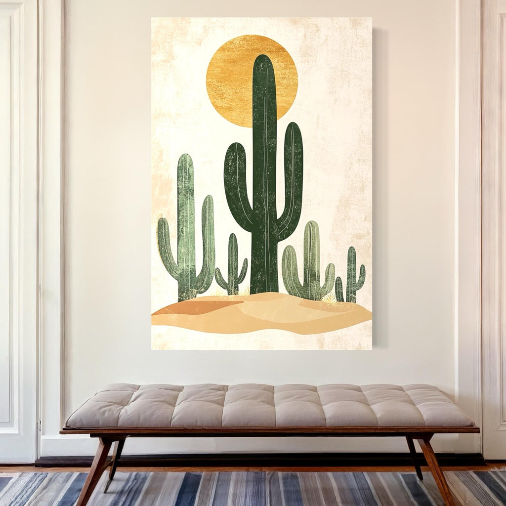Saguaro Cactus Print - The Sonoran Desert Wall Art, Retro Cacti Poster, Arizona Mid Century Decor, Boho Botanical Desert Art