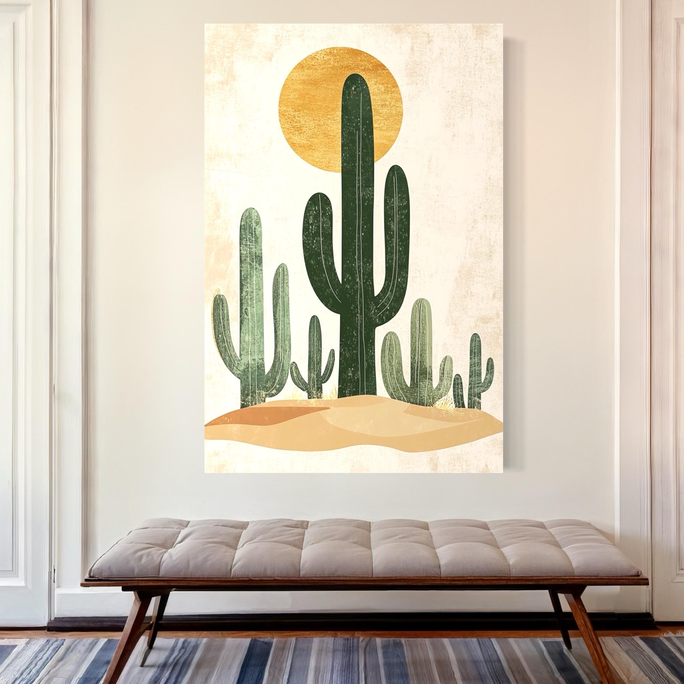 Saguaro Cactus Print - The Sonoran Desert Wall Art, Retro Cacti Poster, Arizona Mid Century Decor, Boho Botanical Desert Art