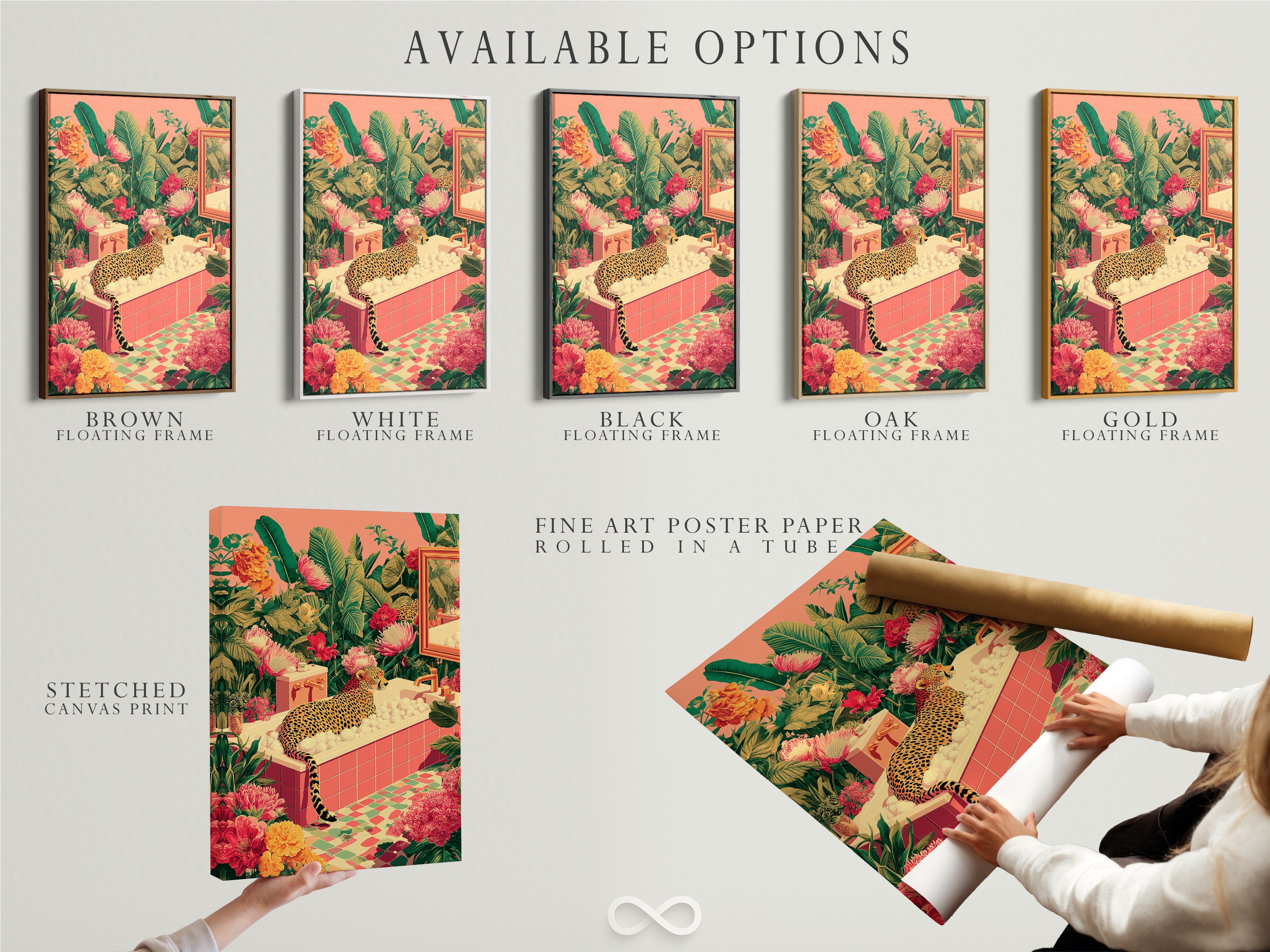 Explore our available options for displaying your art. Choose from stretched canvas prints fine art poster paper or floating frames. Find the perfect presentation to match your style. Our versatile options cater to every taste. Discover the possibilities and enhance your artwork today.