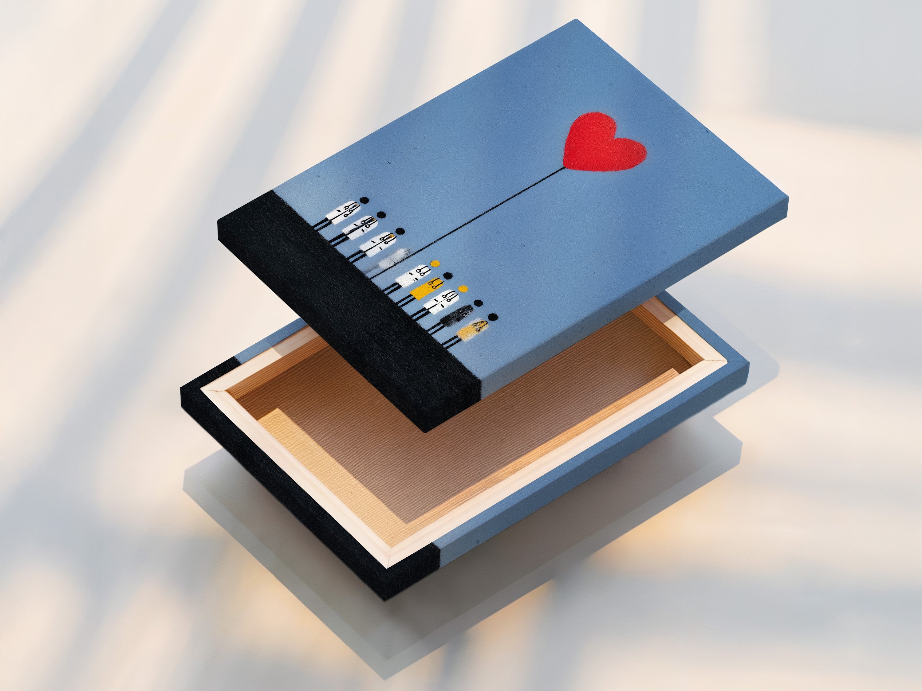 A stretched canvas print featuring a medical team with a red heart balloon. The canvas is stretched perfectly for a gallery-ready look. Ideal for medical office art or hospital wall decor. This healthcare artwork adds an uplifting touch to any space.