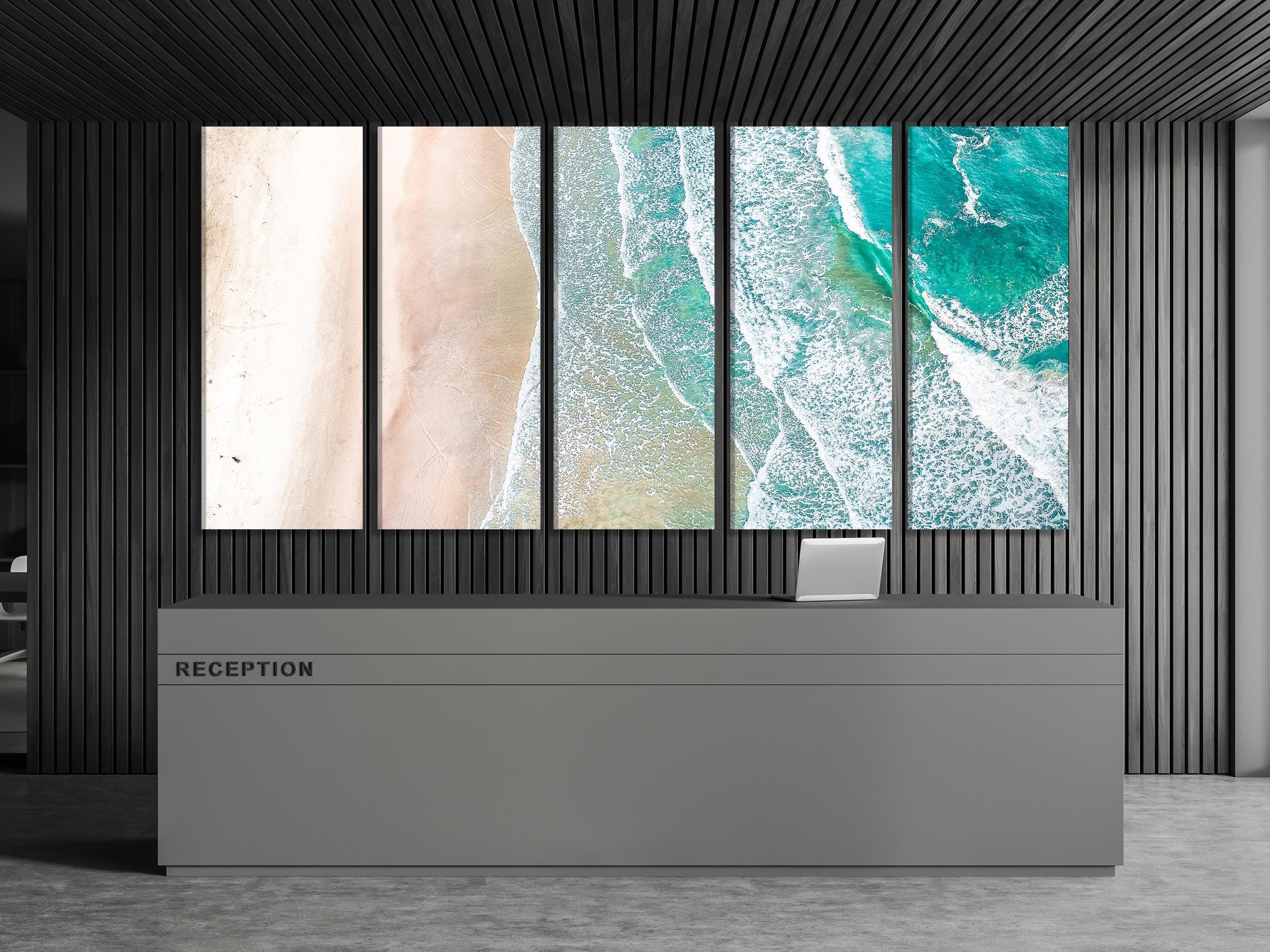 Beach Aerial View Canvas Print – Modern Coastal Wall Art, Ocean Waves and Sandy Shore, Contemporary Seaside Decor for Bedroom or Living Room