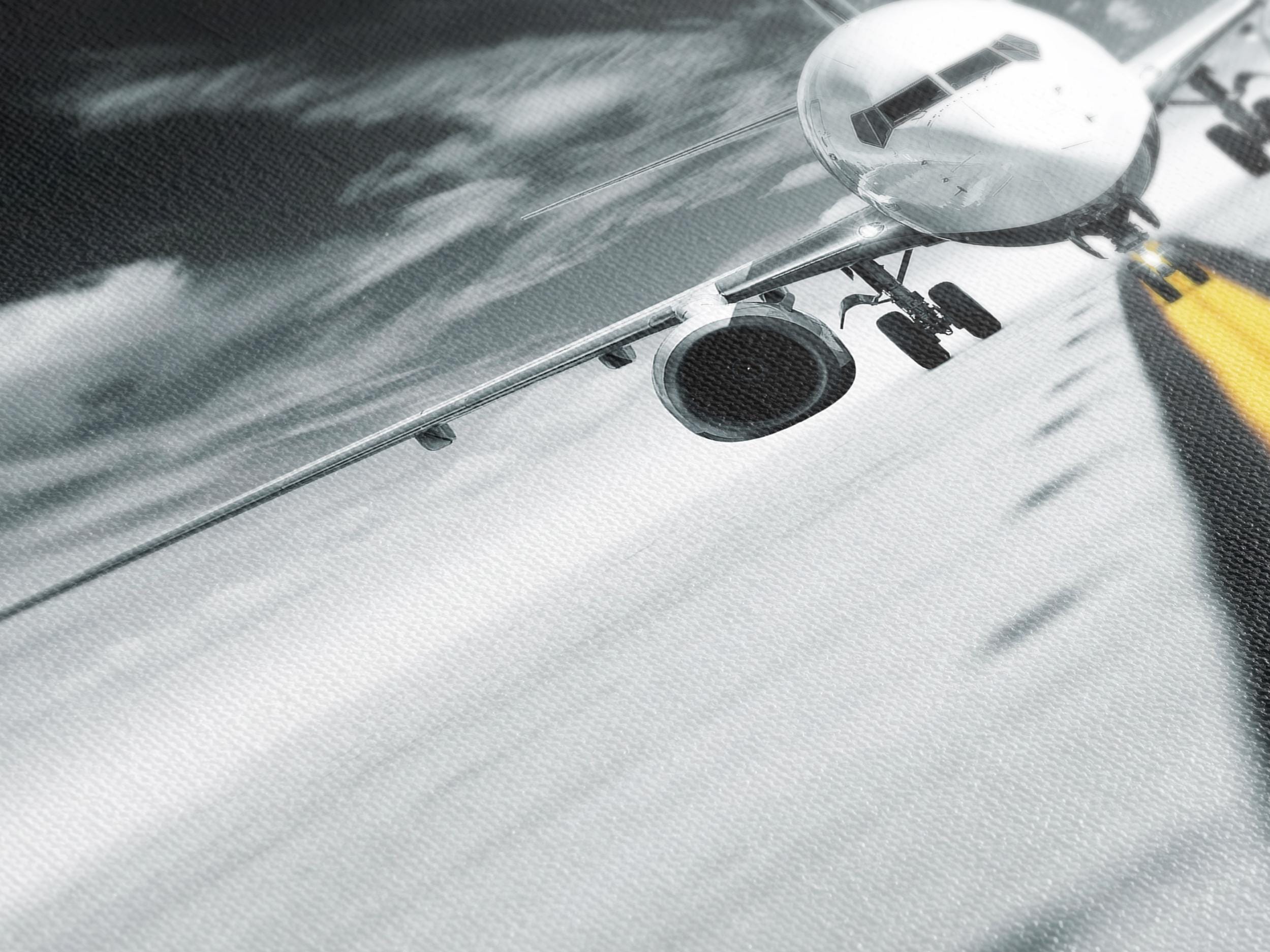 Aviation Wall Art Canvas Print, Extra Large Modern Airplane Wall Art, Black and White Aircraft Decor for Living Room or Office Gift Art Idea