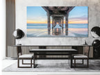 Under the Pier Canvas Print, Sunset Beach Wall Art, Large Coastal Art, California Ocean View, Pier Canvas Artwork, Modern Nautical Decor